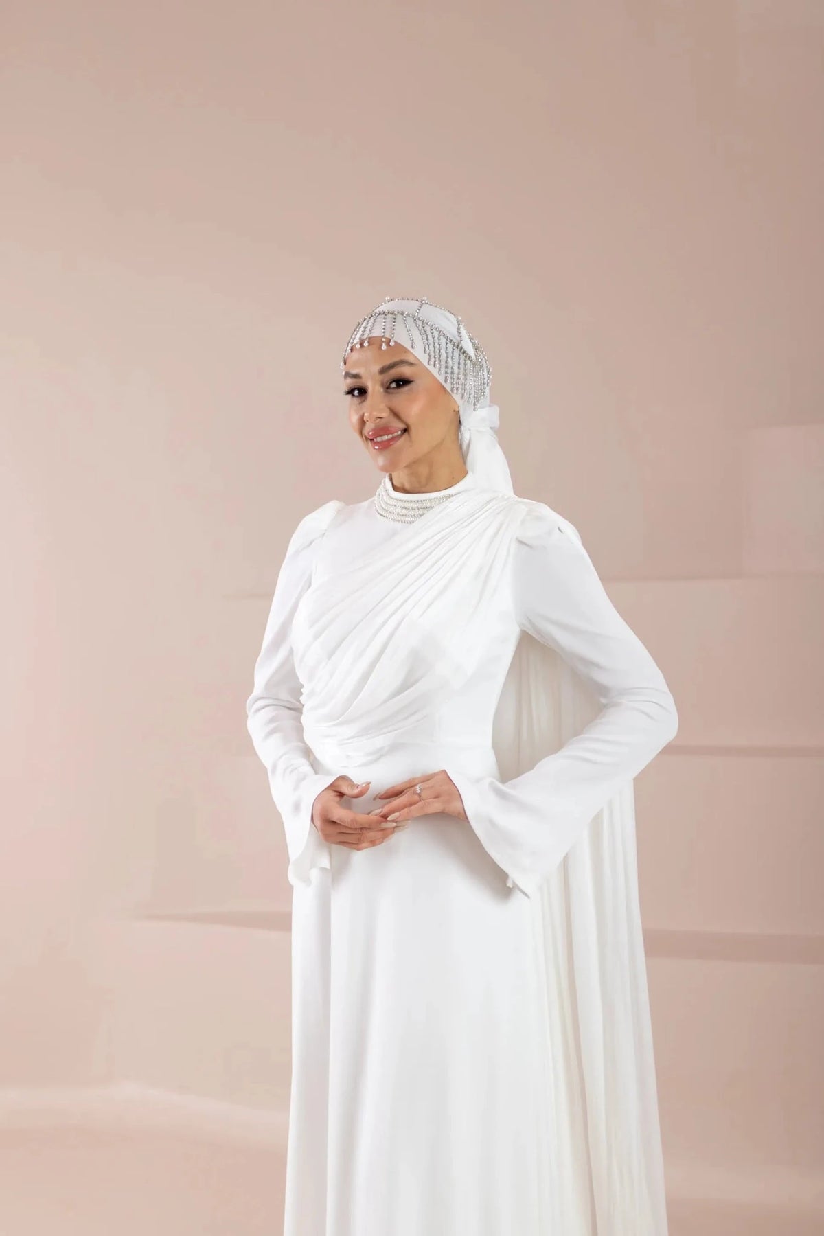 Daisy Tesettür Abiye - Beyaz