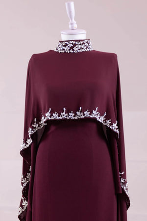 Layali Tesettür Abiye - Bordo