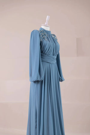 Azure Tesettür Abiye - Mavi