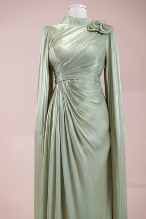 Lenora Tesettür Abiye - mint yeşili