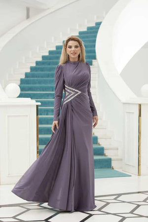 Roza Tesettür Abiye - lila