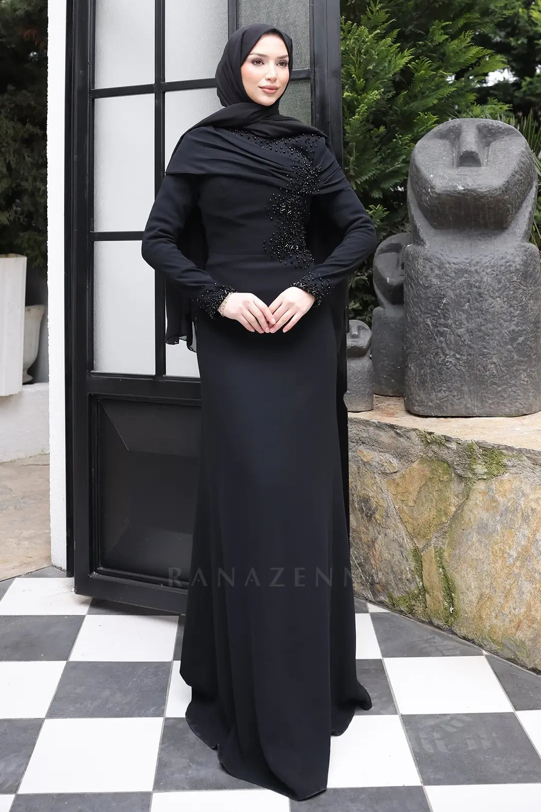 Ebru Tesettür Abiye - Siyah