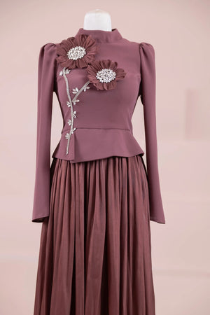 Elya Tesettür Abiye - Berry Burgundy