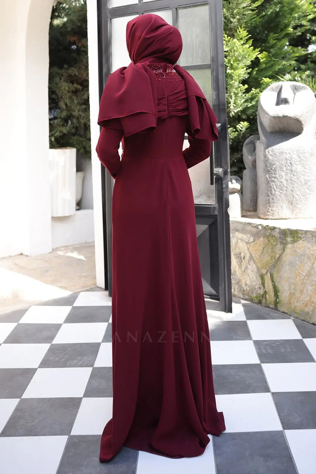 Ebru Tesettür Abiye - Bordo