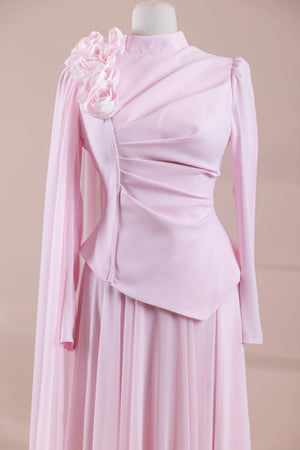 Jade Tesettür Abiye - PEMBE
