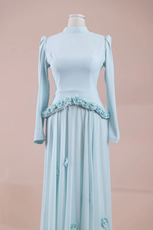 Viola Tesettür Abiye - pearl blue