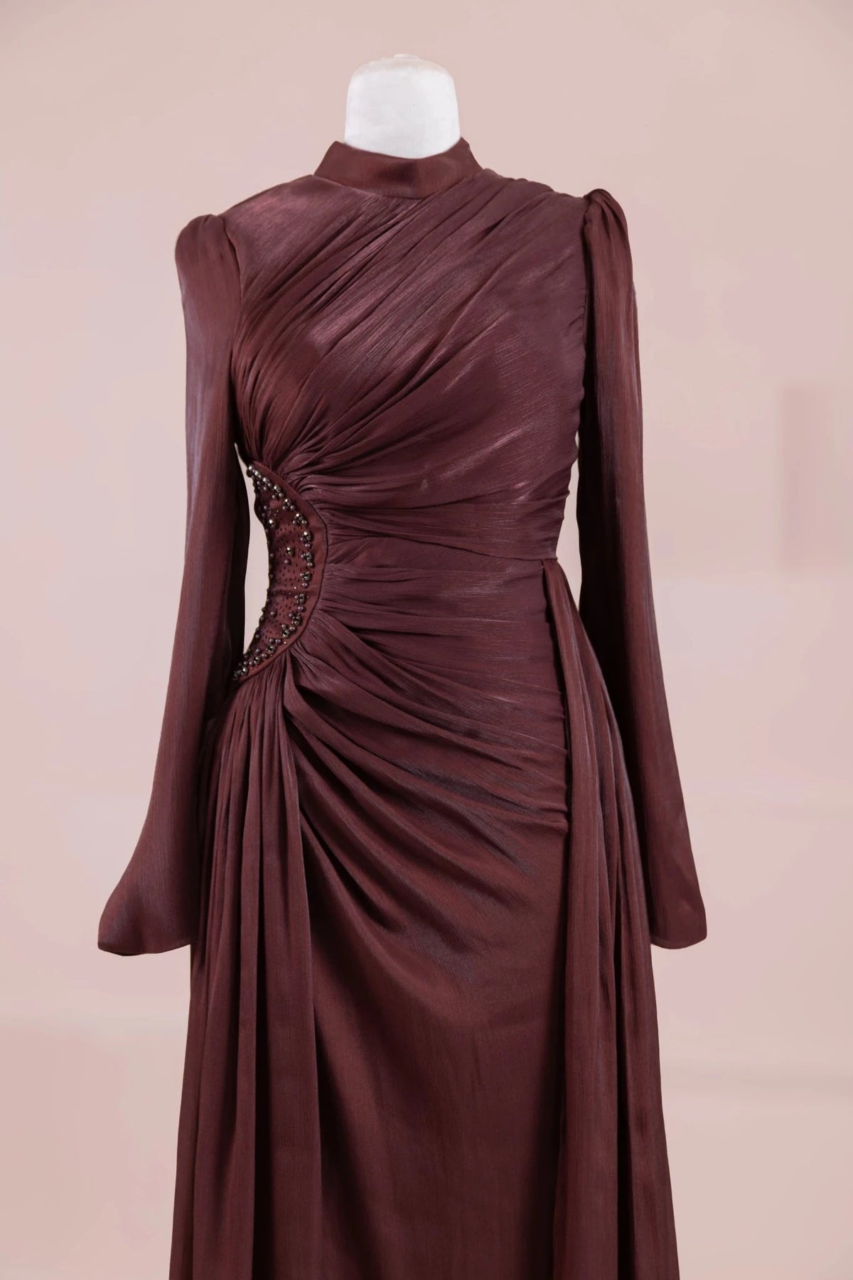 Amaris Tesettür Abiye - Berry Burgundy
