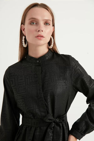 Yakma Desen Elbise - camel
