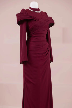 Charm Tesettür Abiye - Bordo