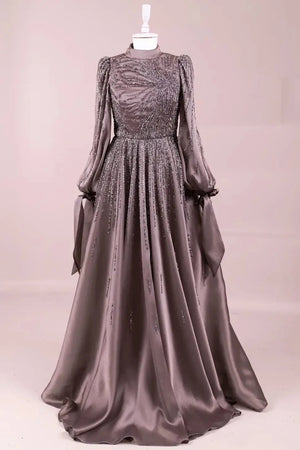 Royale  Tesettür Abiye - Mürdüm