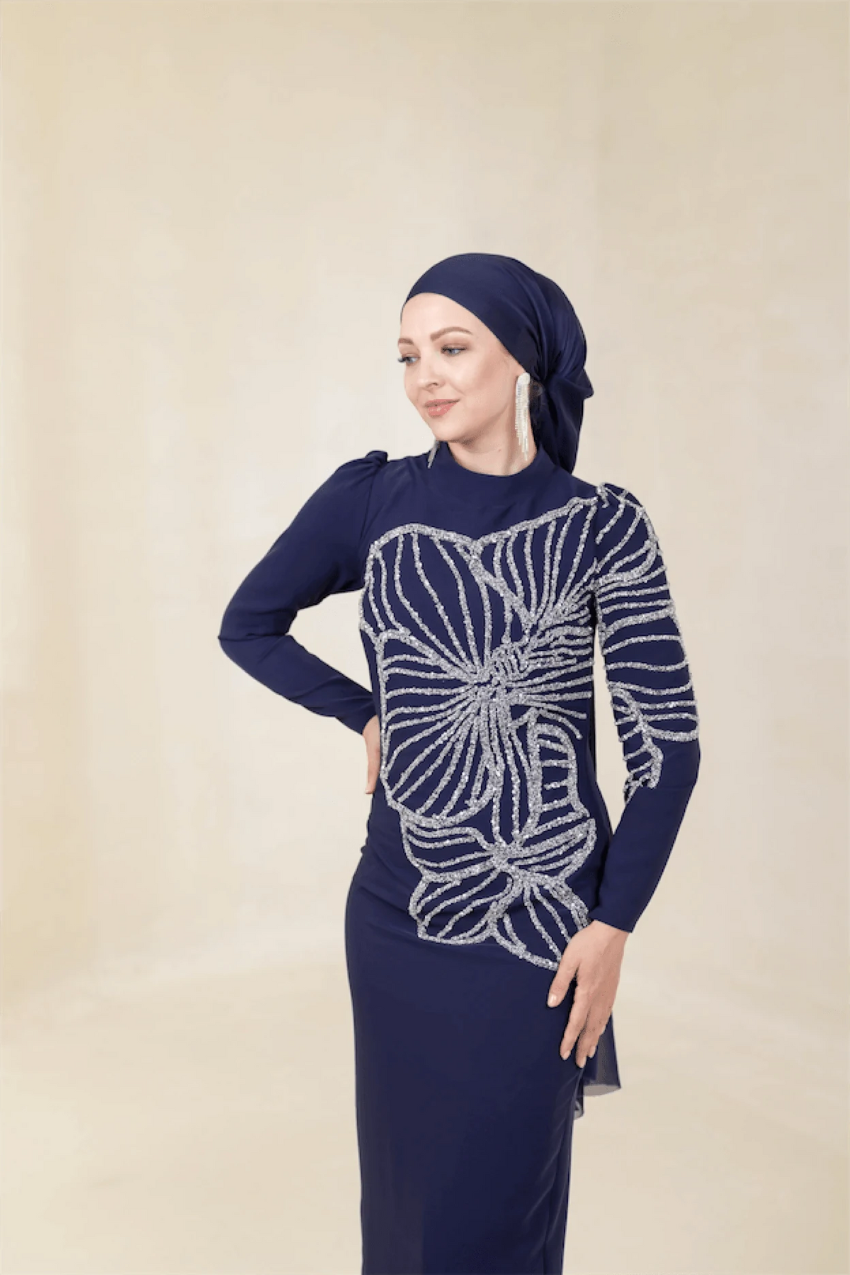 Gaia Tesettür Abiye - lacivert