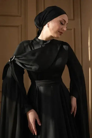 Melisa Taşlı Tesettür Abiye - Ekru