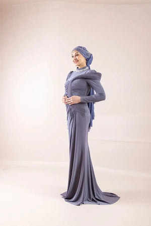 Hailey  Tesettür Abiye - İndigo