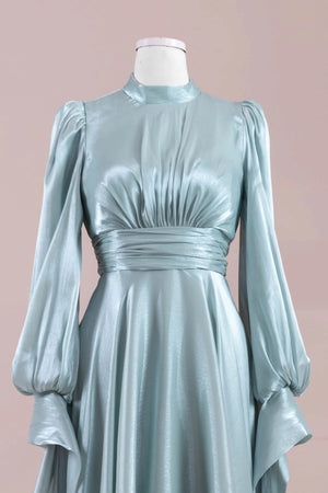 Pearl Tesettür Abiye - mint yeşili