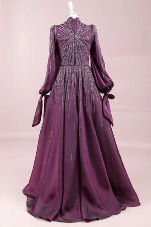 Royale  Tesettür Abiye - Mürdüm