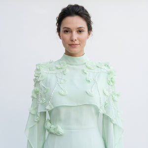 Tesettür Evening Dress — On Model - Close-up Detail | Generated by Modelize
