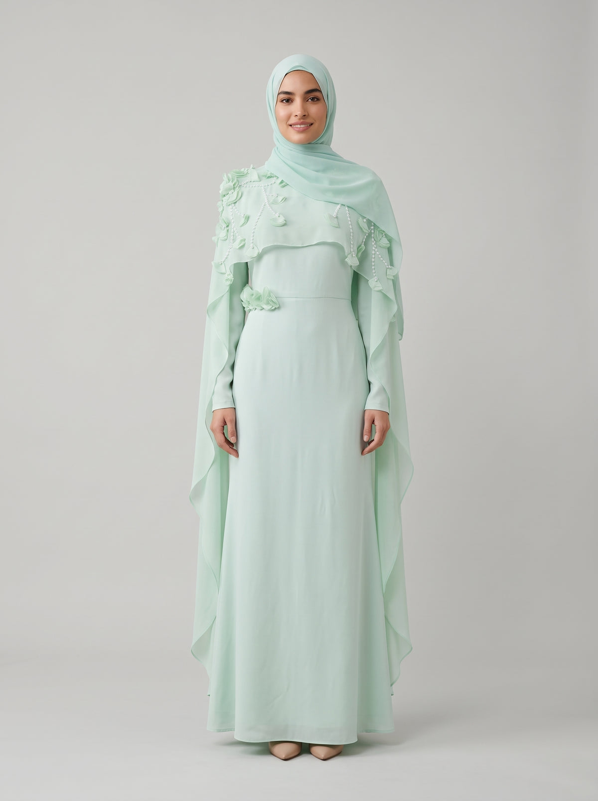Modest Evening Dress — On Model - Neutral | Generated by Modelize